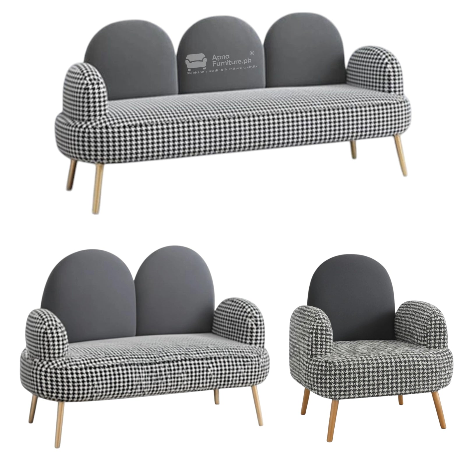 Yuno 6 seater sofa set in solid wood
