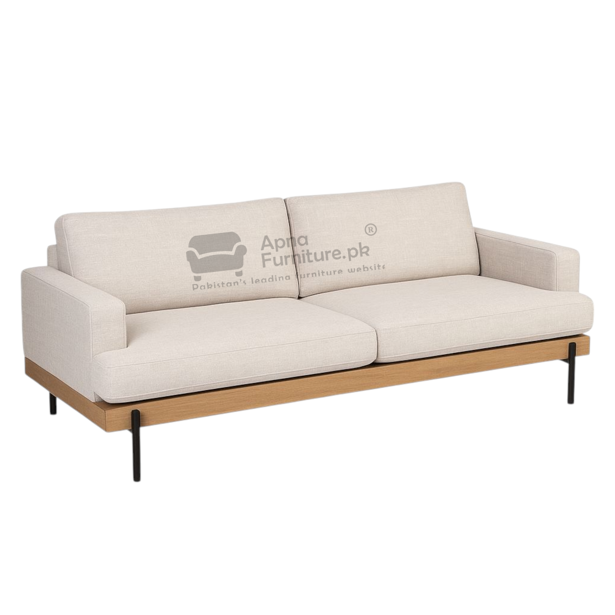 Sophia 6 Seater Sofa Set in Solid Wood and Iron Base