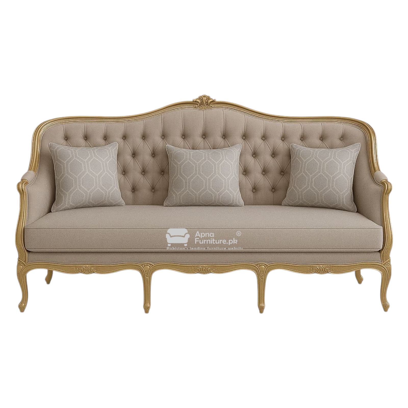 Crescent 6 Seater Carved Wood Sofa Set