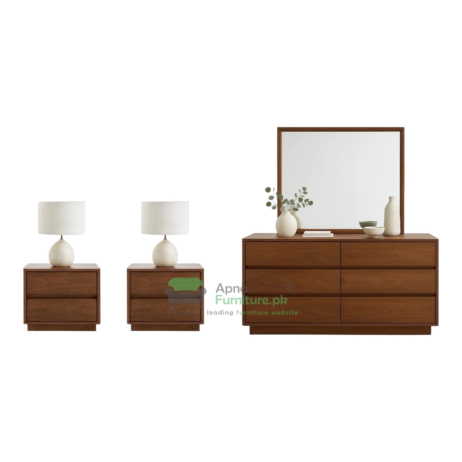 Matika Double Bed Set - 5 Piece - Sheesham Wood Veneer