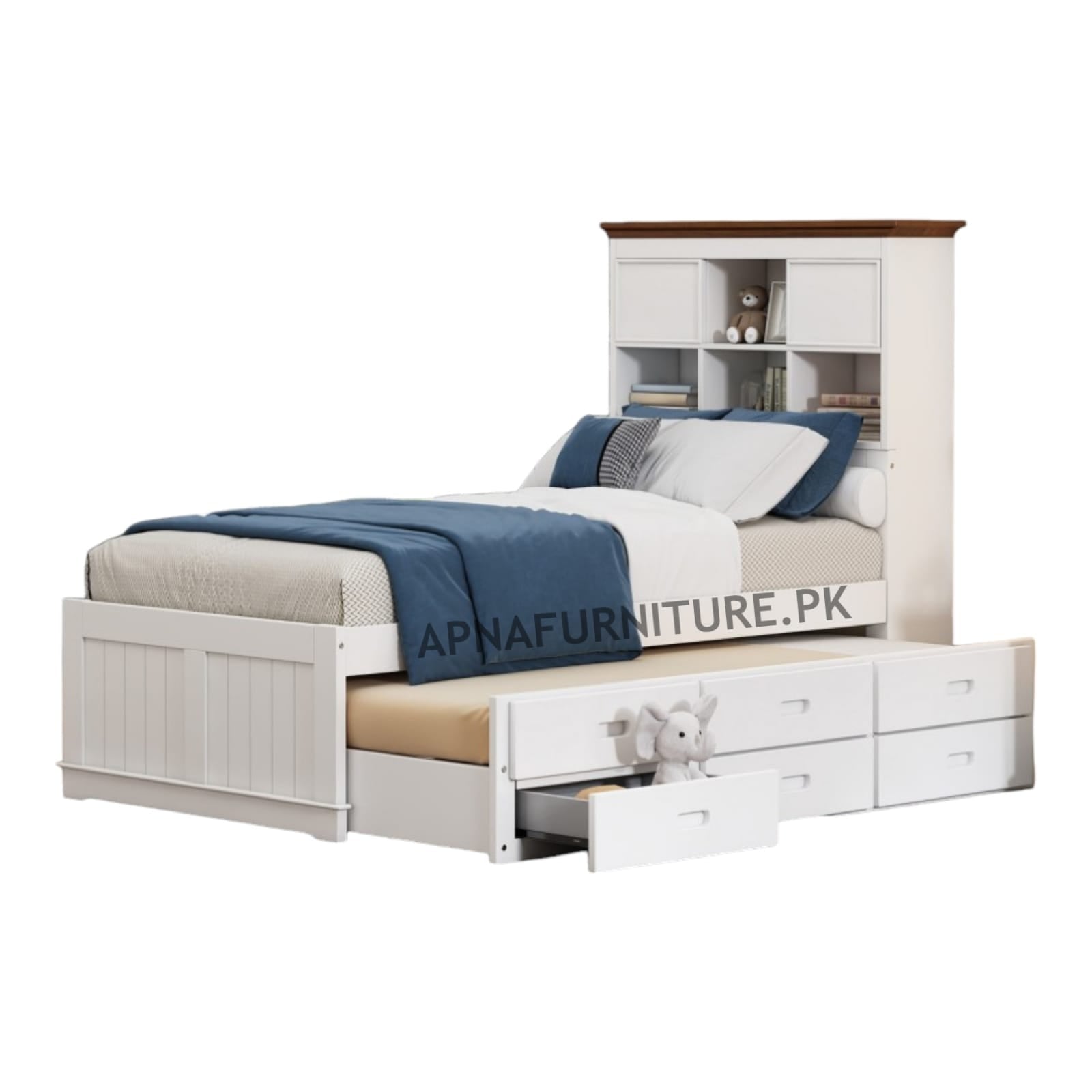 Finley Single Bed with Storage and Trundle