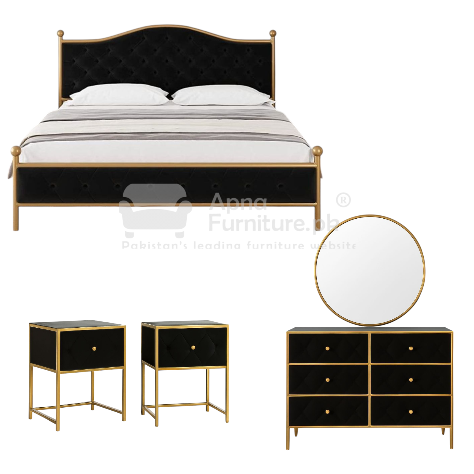 Lamia Iron Double Bed Set 5 Piece