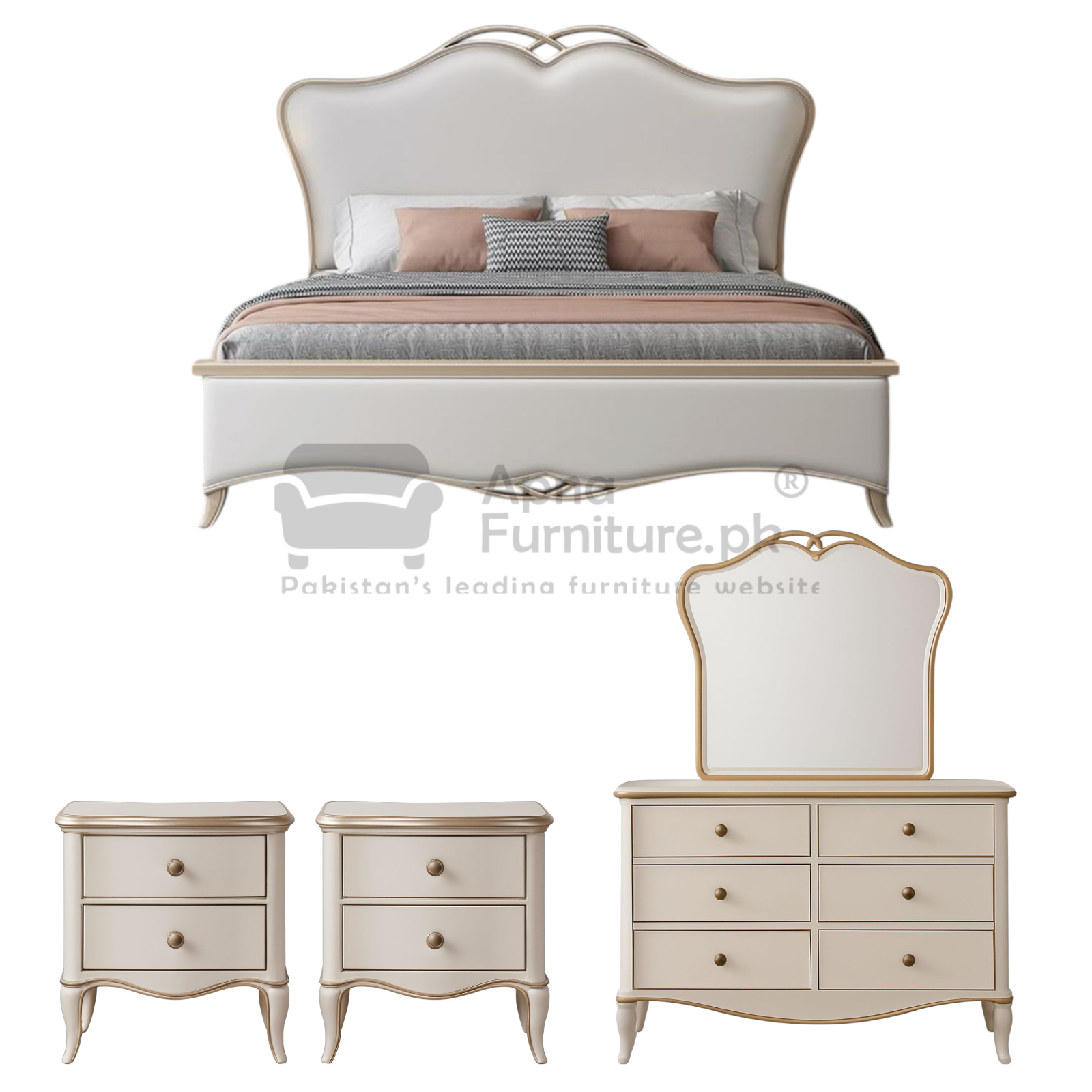Rig Wooden Double Bed Set (5 Piece)