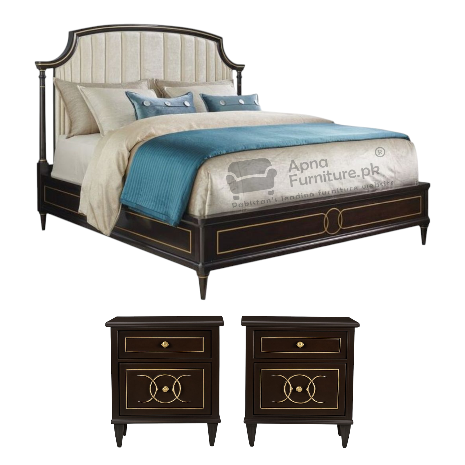 Lake Wooden Double Bed Set (5 Piece)