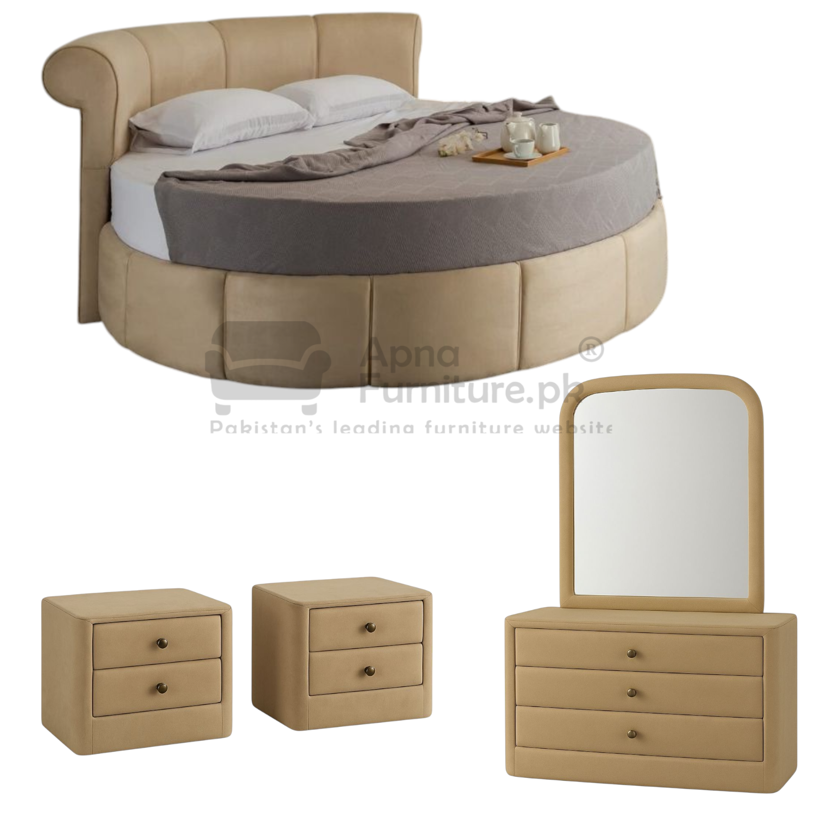 Soline Round Double Bed Set