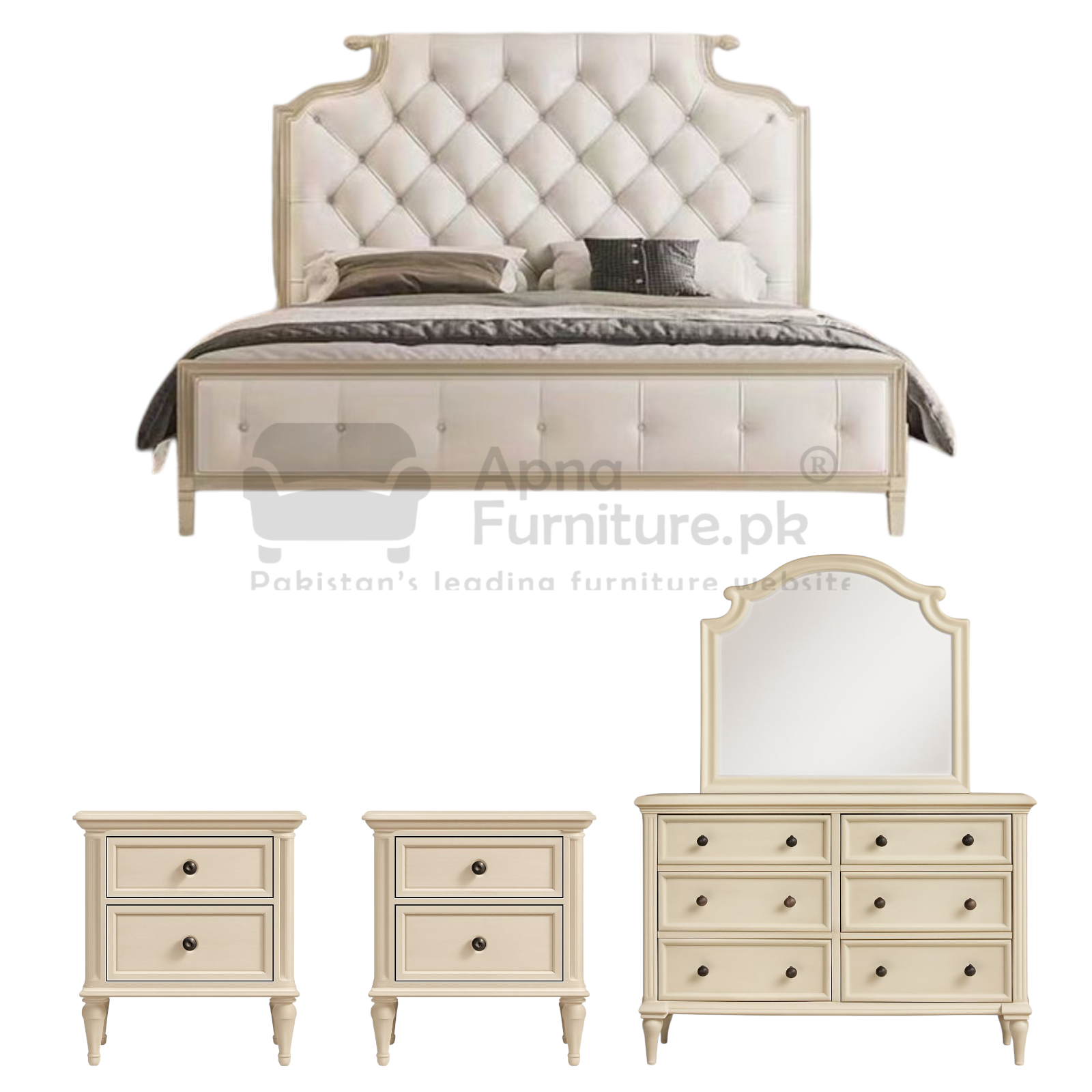 Rev Wooden Double Bed Set (5 Piece)