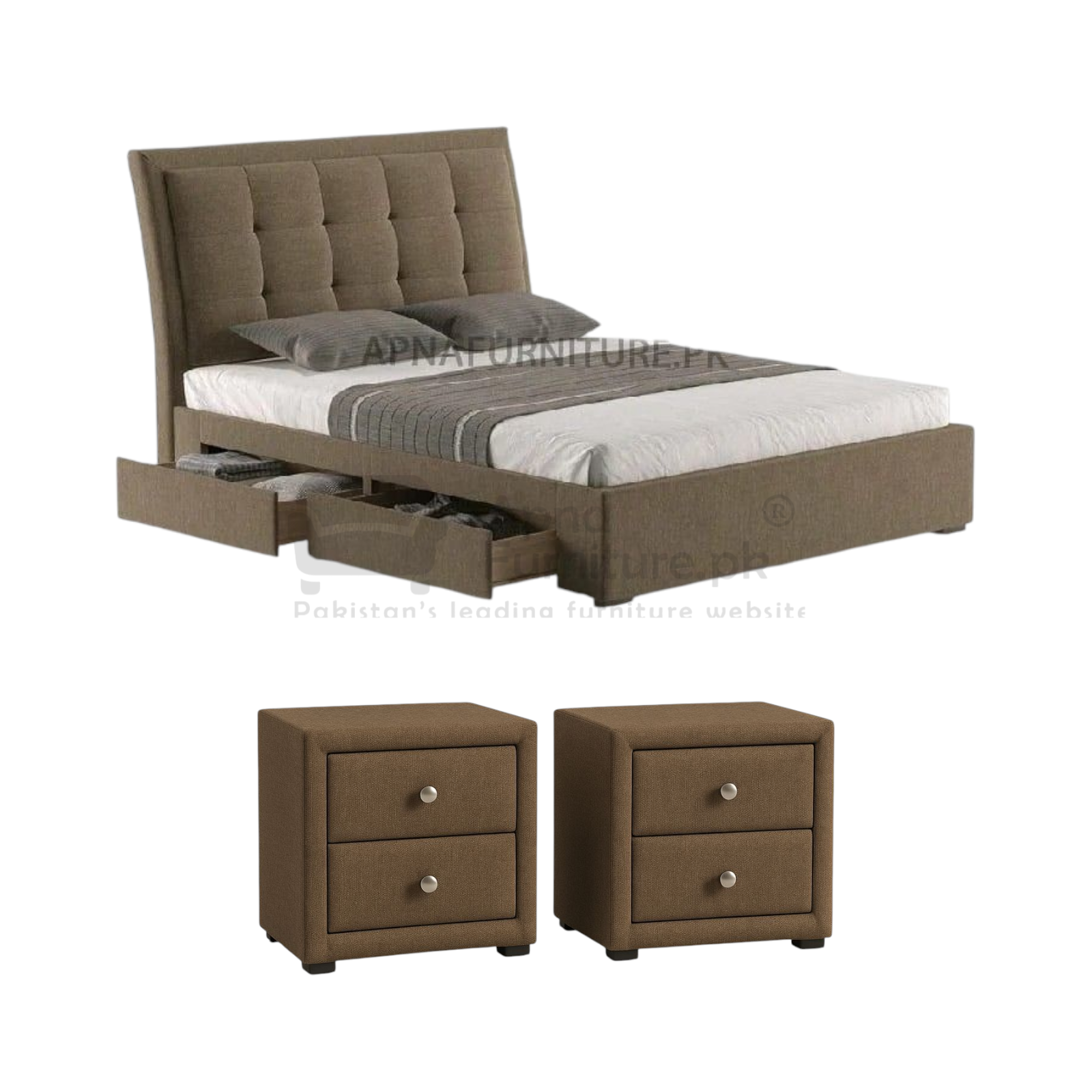 Sibel Bed Set with Storage Drawers (5 Piece)