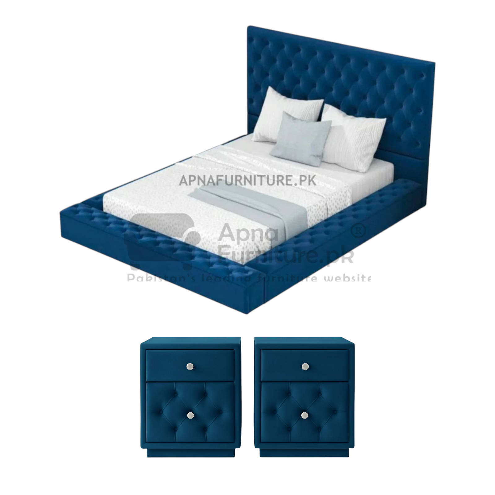 Lime Upholstered Double Bed Set (5 Piece)