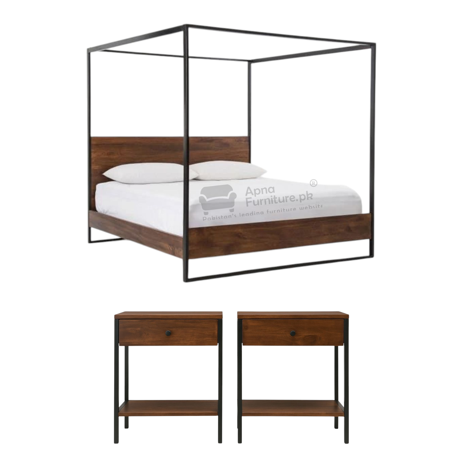 Barbara Iron Canopy Bed Set 5 Piece