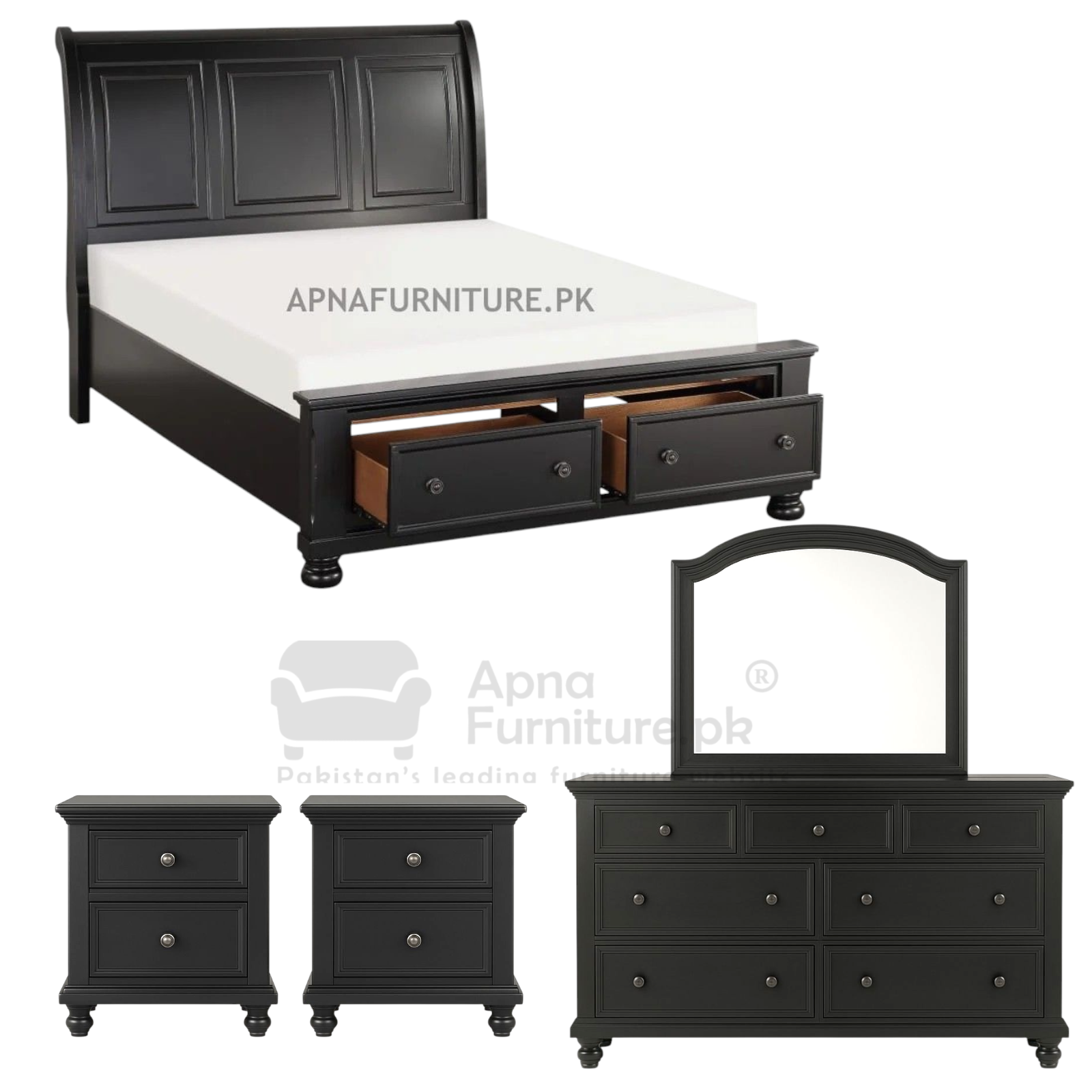 Samira Storage Double Bed Set 5 Piece