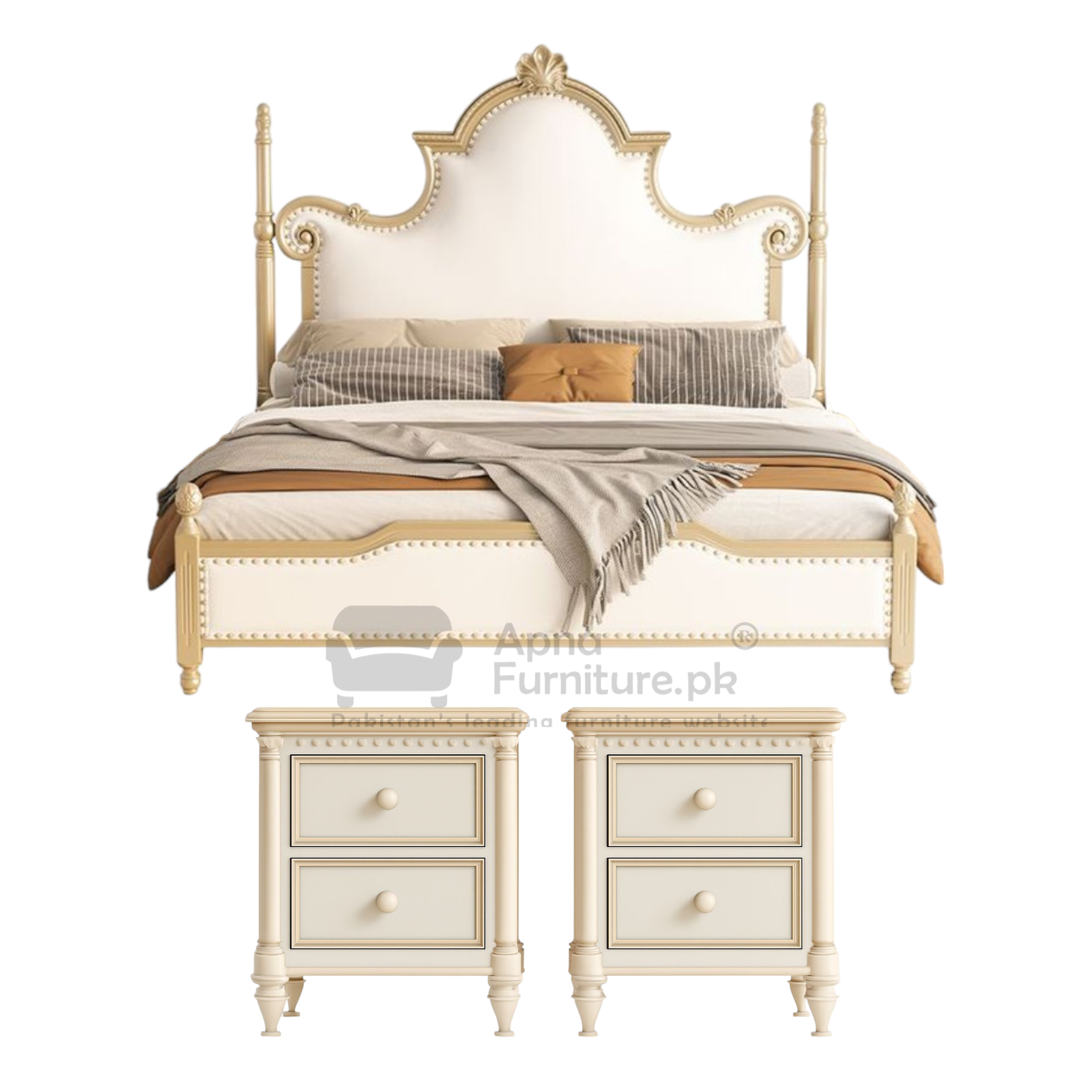 Sahar Wooden Double Bed Set (5 Piece)