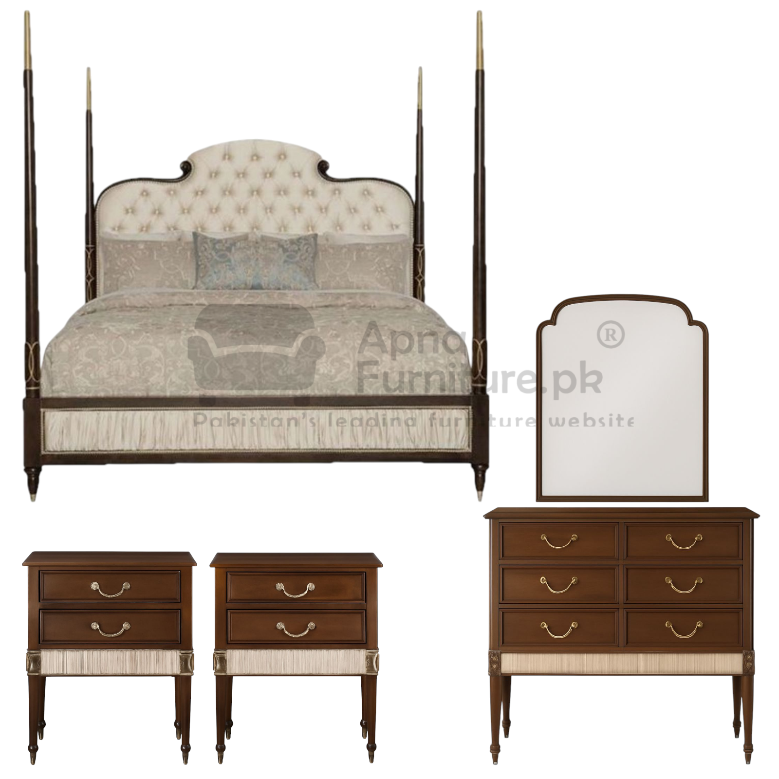 Giselle Wooden Double Bed Set (5 Piece)