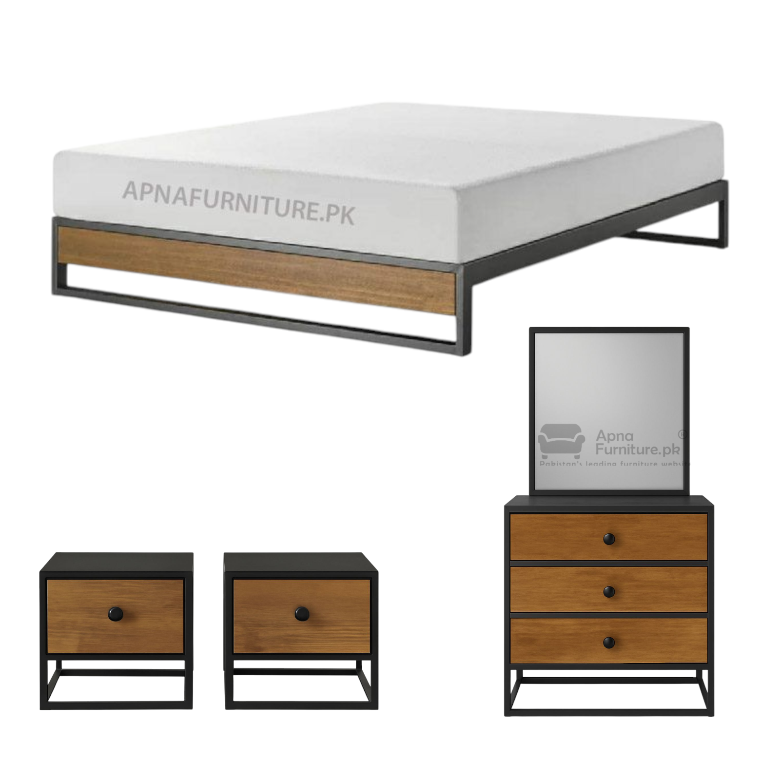 Kiwi Iron Double Bed Set (5 Piece)