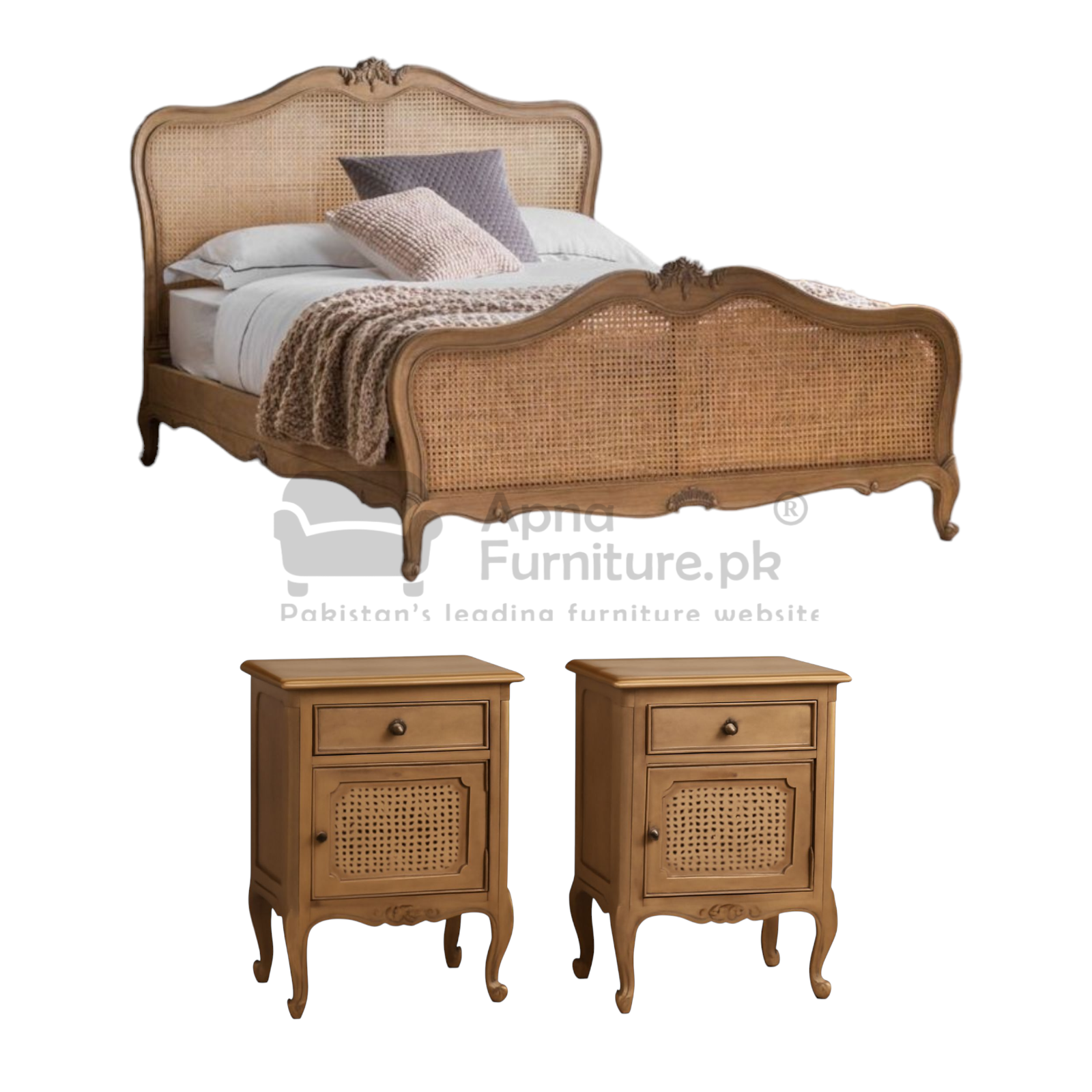 Yusra Rattan Double Bed Set (5 Piece)