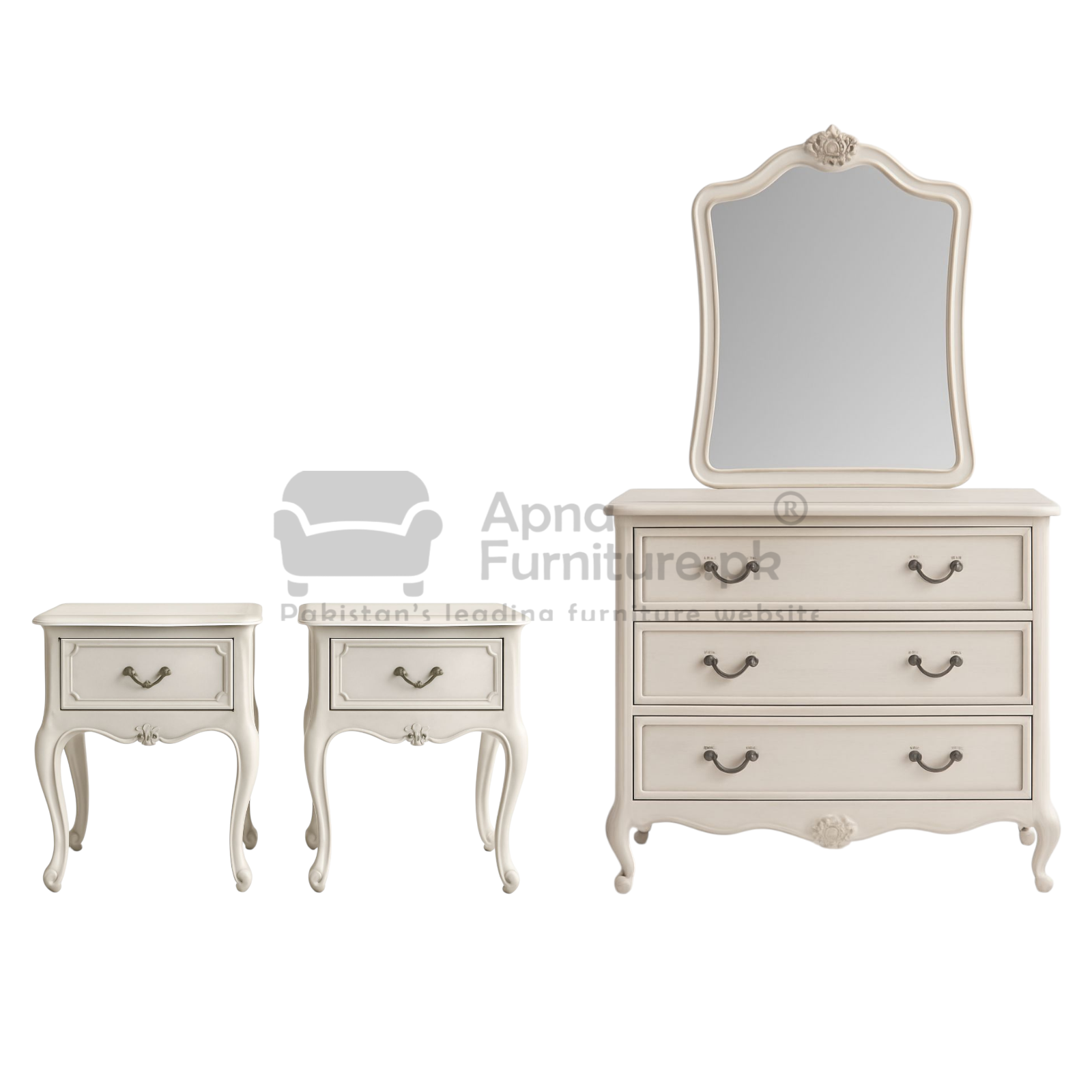 Zahra Wooden Double Bed Set (5 Piece)