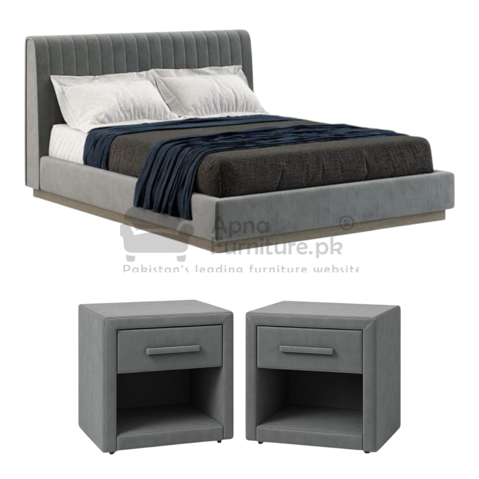 Pomelo Upholstery Double Bed Set (5 Piece)
