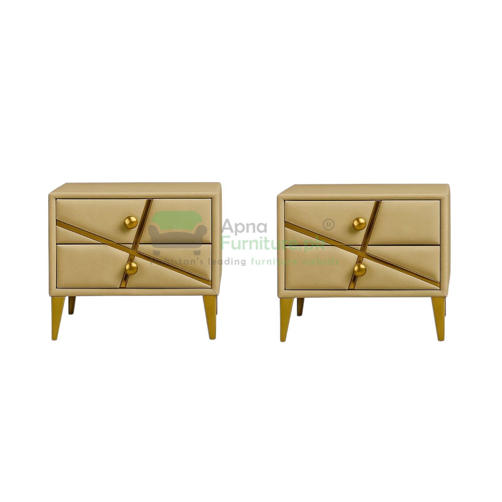 Prime Double Bed Set in High Gloss Golden Metal Frame