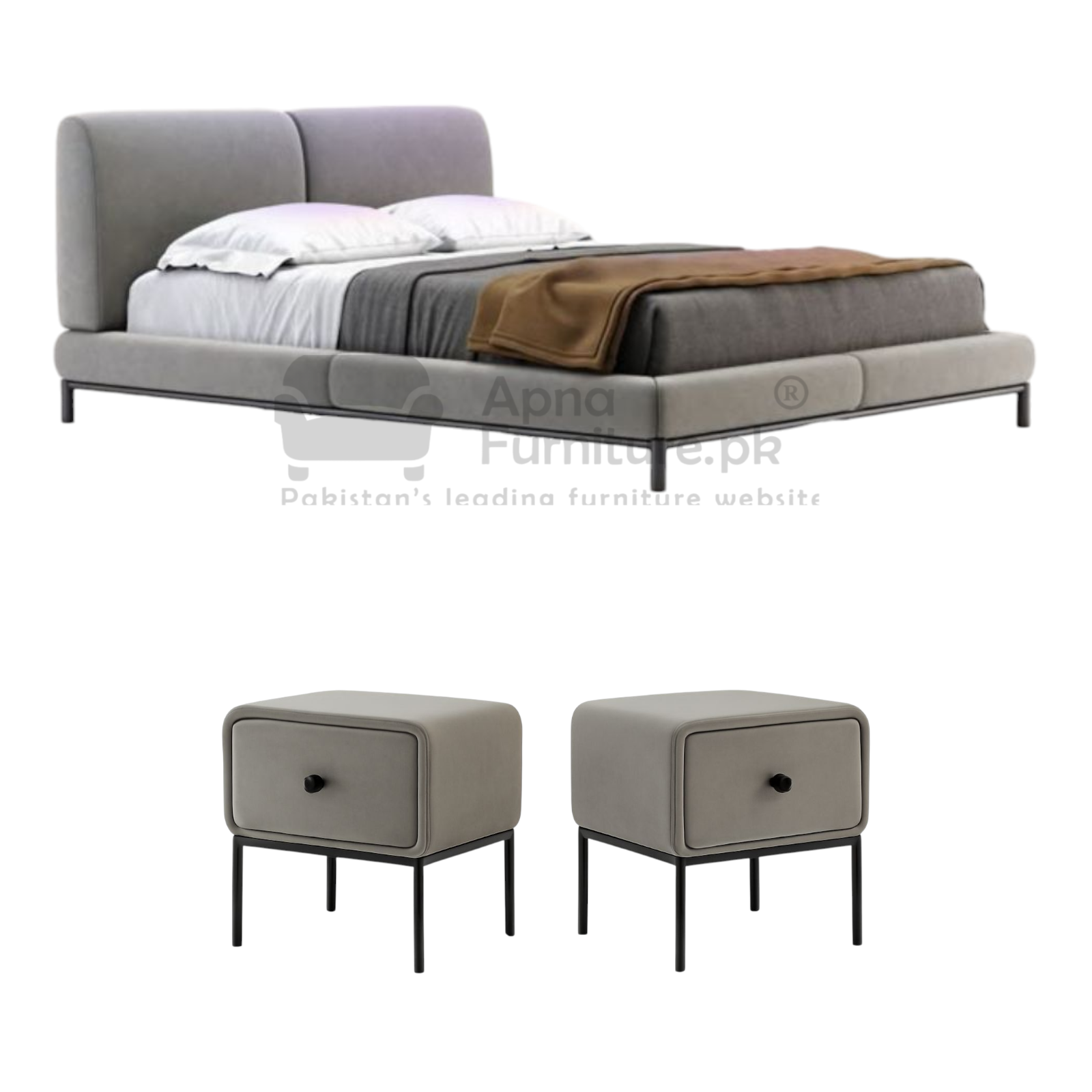 Carla Upholstery Double Bed Set (5 Piece)