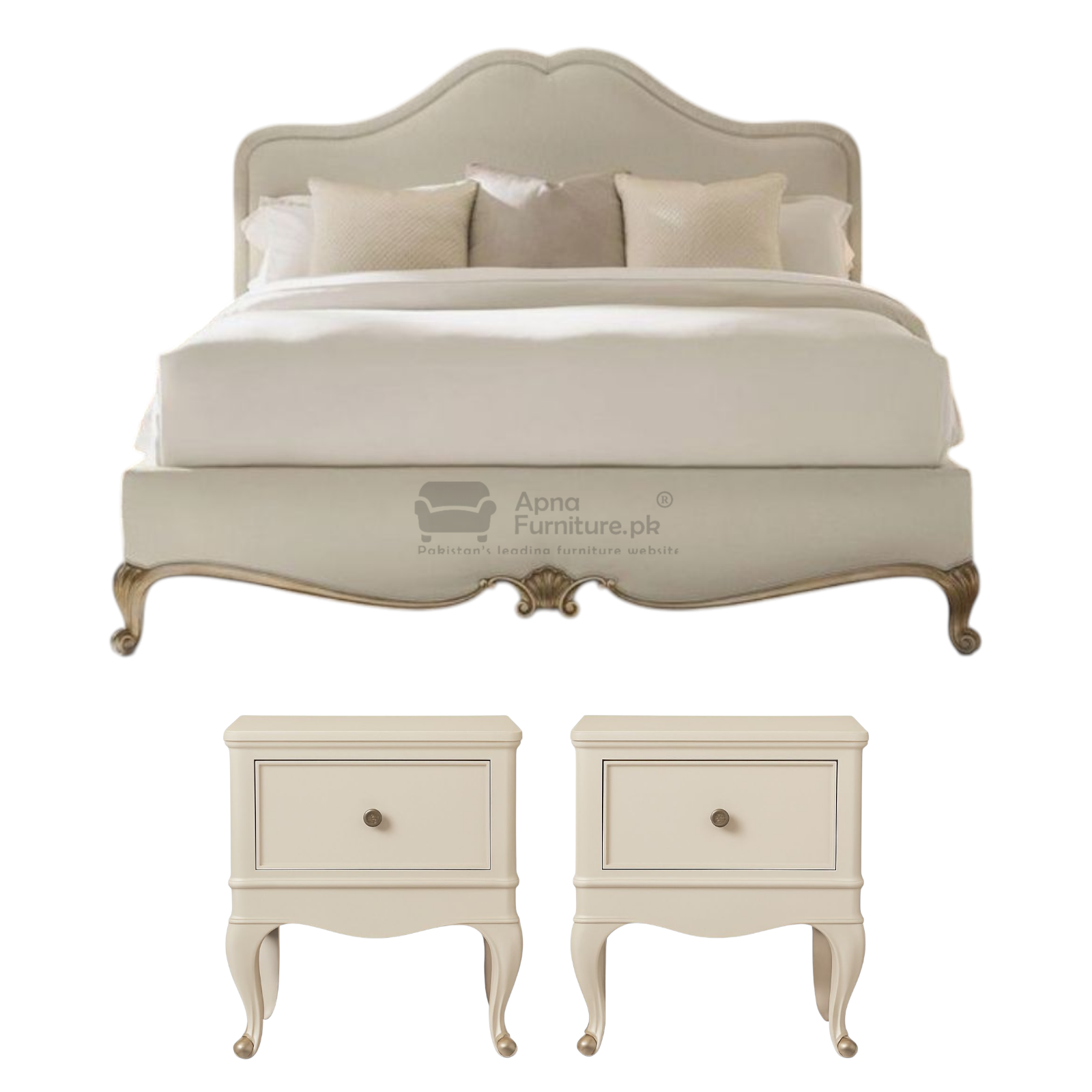 Berka Wooden Double Bed Set (Set of 5)
