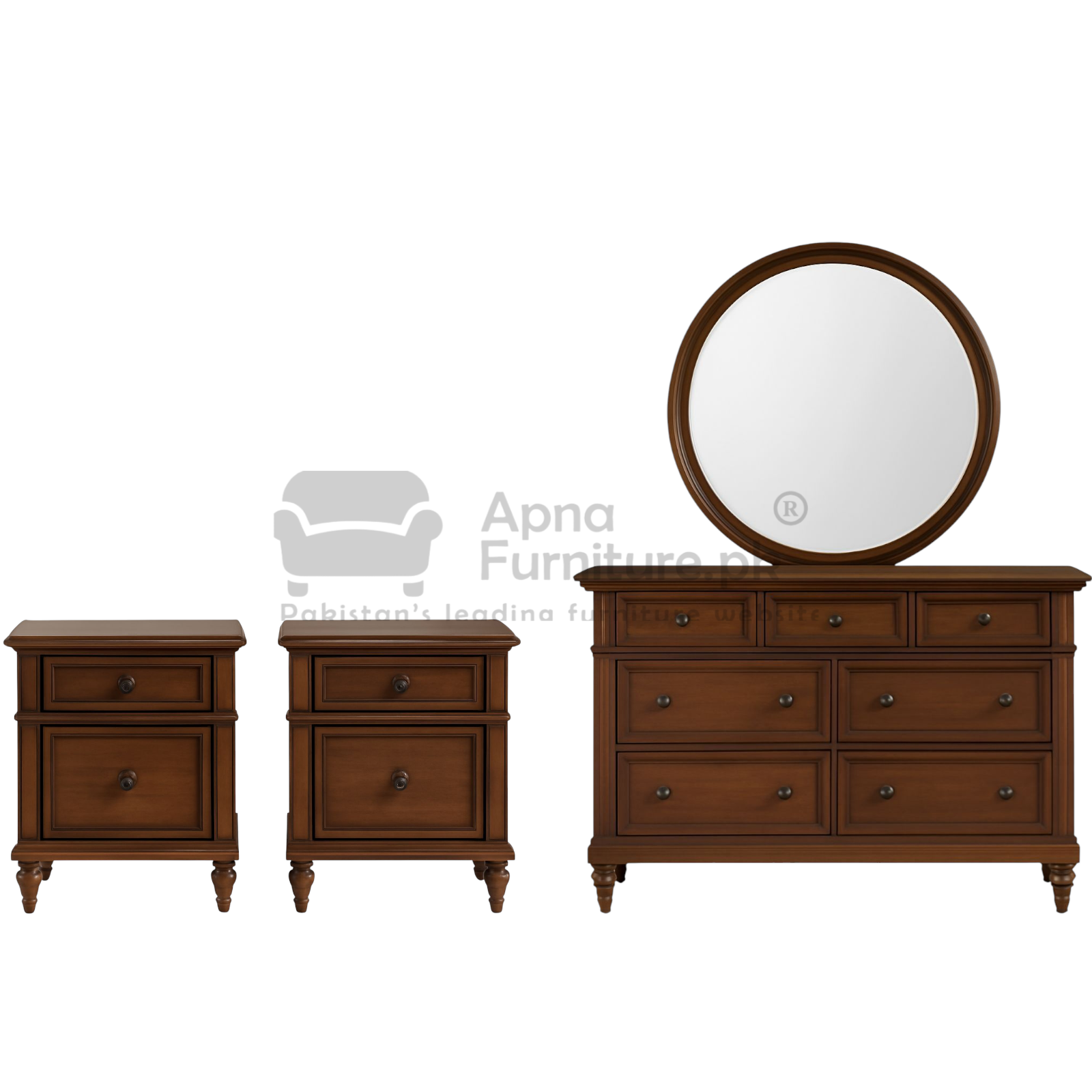 Cherry Wooden Double Bed Set (5 Piece)