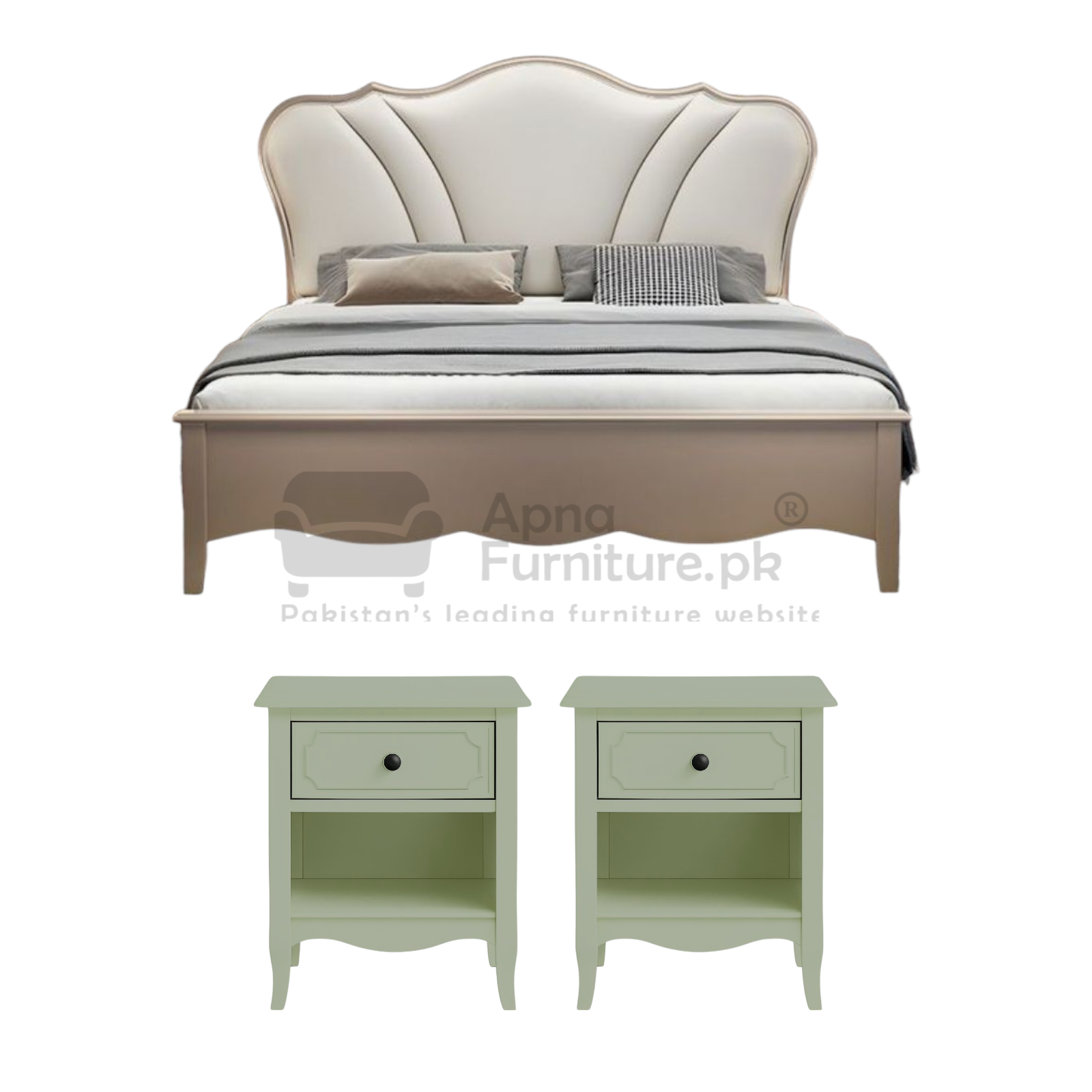 Deni Wooden Double Bed Set (5 Piece)