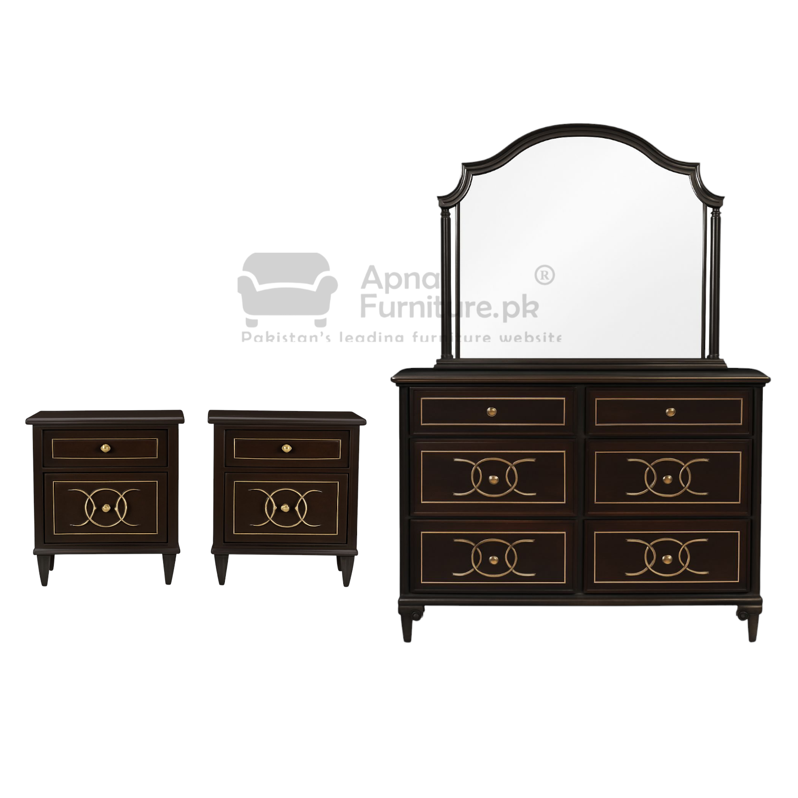 Lake Wooden Double Bed Set (5 Piece)