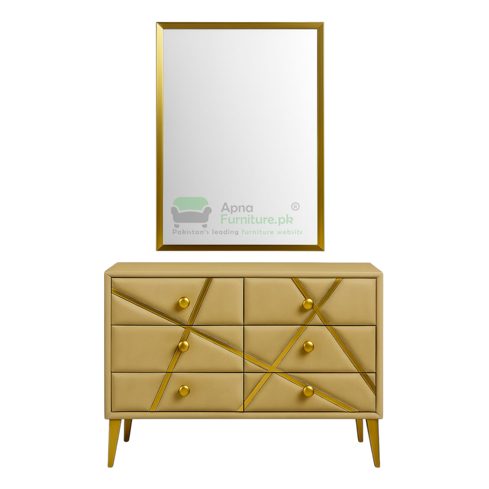Prime Double Bed Set in High Gloss Golden Metal Frame