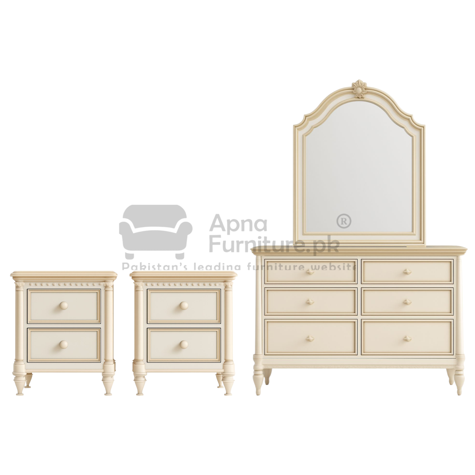 Sahar Wooden Double Bed Set (5 Piece)