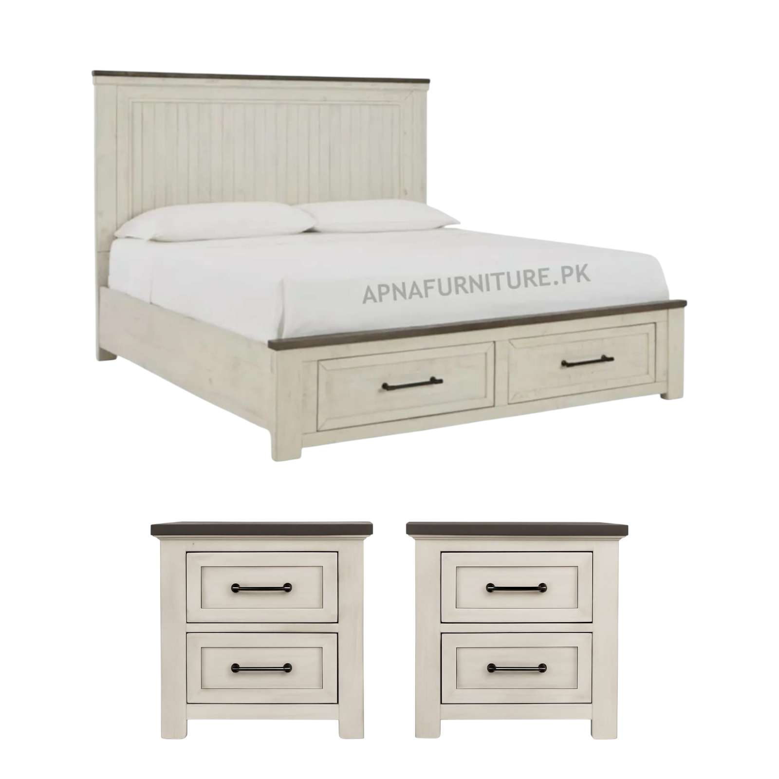 Plum Wooden Double Bed Set (5 Piece)