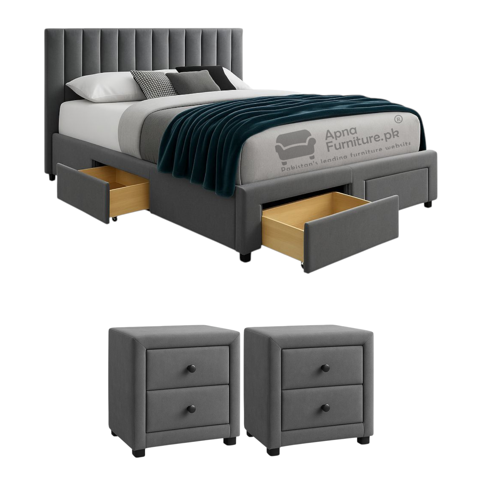 Amal Storage Double Bed Set 5 Piece